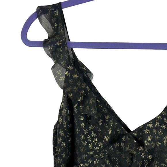 All Saints Derrell Black & Gold Ruffle Dress - Picture 11 of 15